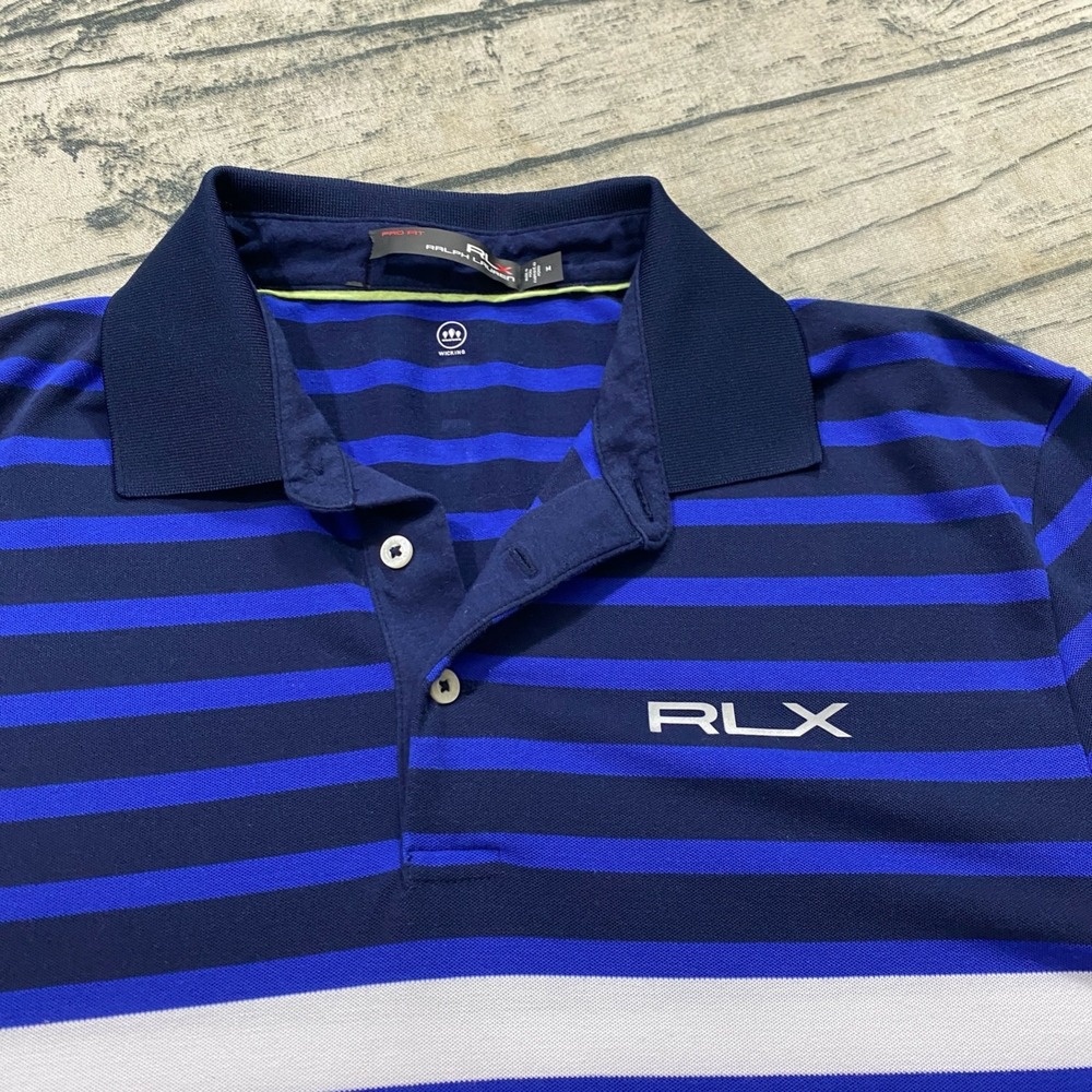 RLX Ralph Lauren Mens Pro Fit Wicking Performance Striped Golf Polo Shirt